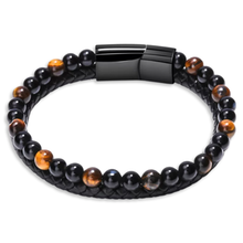 Load image into Gallery viewer, BRACELET - TWO-LAYER LEATHER AND STONE