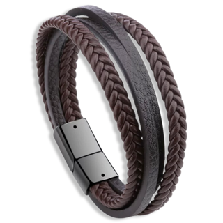 BRACELET - MULTI LAYER LEATHER WITH MAGNETIC CLASP